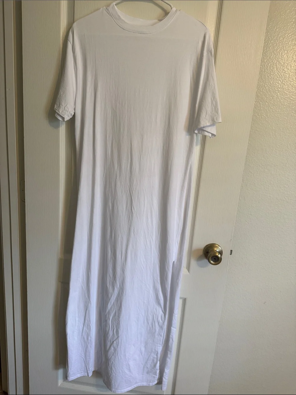 Abercrombie & Fitch White Short-Sleeve Maxi T-Shirt Dress